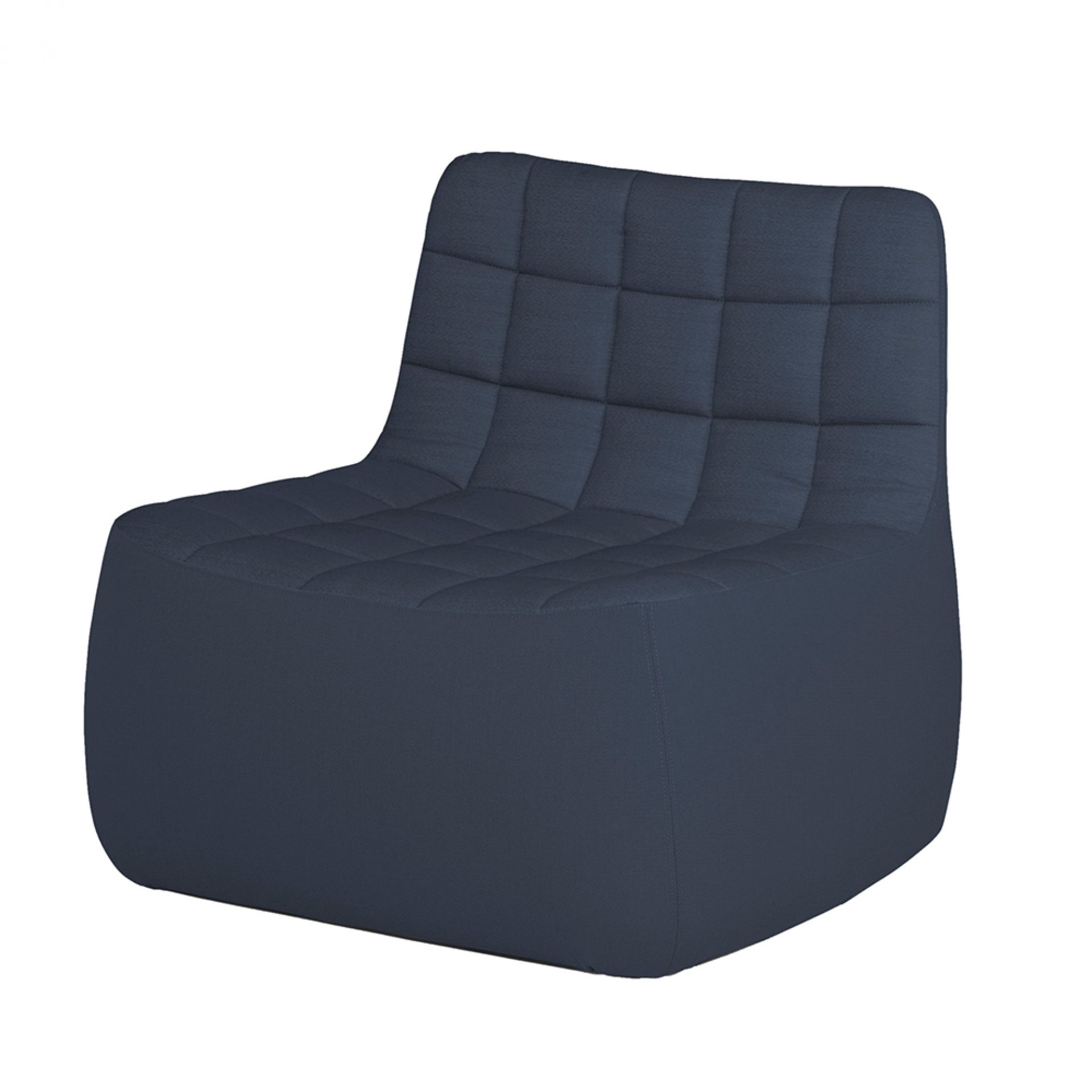 Dunkelblauer Yam Chair Sessel von Northern: Moderner, gepolsterter Loungesessel mit quadratischer Steppung für Wohnzimmer und Büro.
